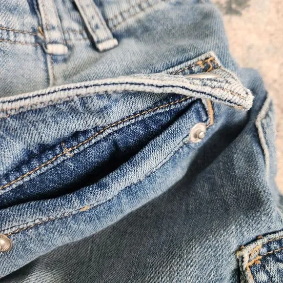 Free People We The Free Cargo Mini Skirt Women's 28 Blue Denim Avenue Utility - Picture 4 of 10